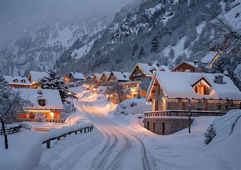 Snow Covered Village Scene Background Images Hd Pictures And Wallpaper