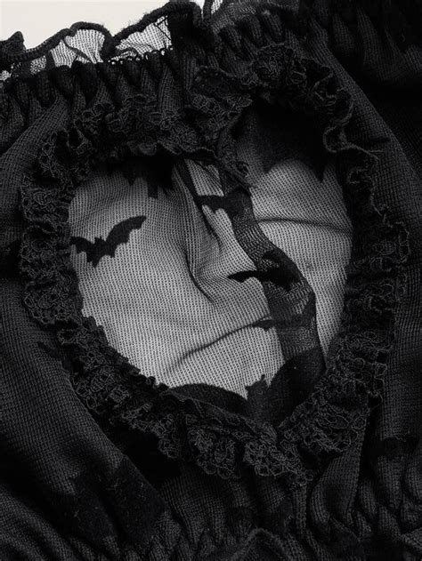 Is That The New Goth Pack Contrast Mesh Frill Trim Lingerie Set ROMWE USA