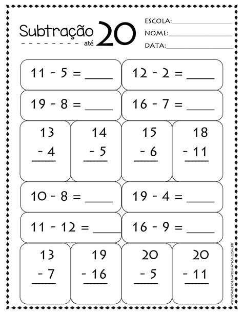 Atividades De Subtração Atividades De Matematica