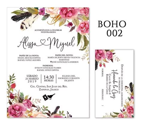 25 Invitaciones Florales Boho Bodas Xv Años Etc en venta en