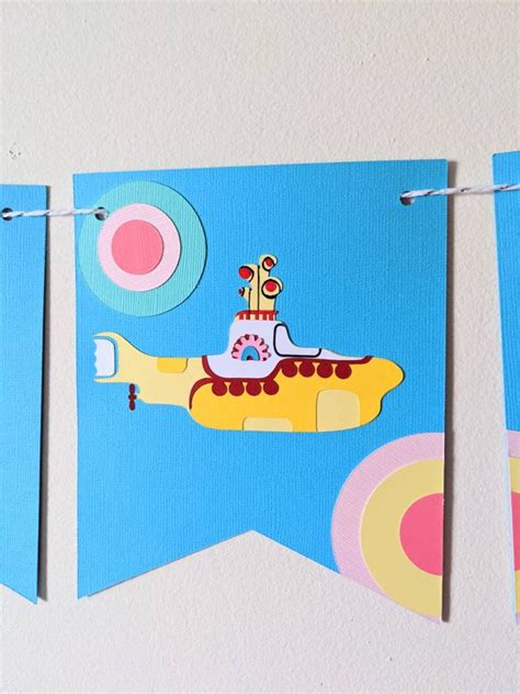 Groovy Yellow Submarine Birthday Banner Disco S The Etsy