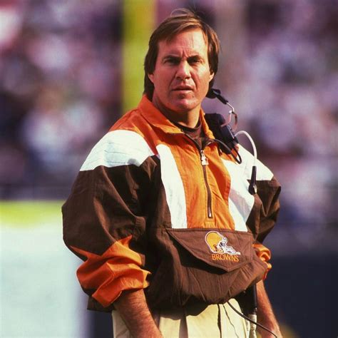 Then-Browns coach Bill Belichick wearing a Starter jacket in the early ...