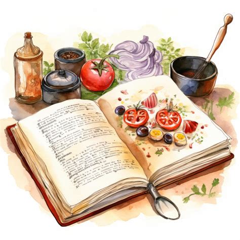 Premium Photo Deliciously Illustrated A Charming Recipe Book With Clipart Pictures On A Serene