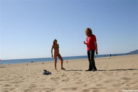 Juicy Blonde Brynn Tyler Posing In A Green Bikini On The Beach Photos