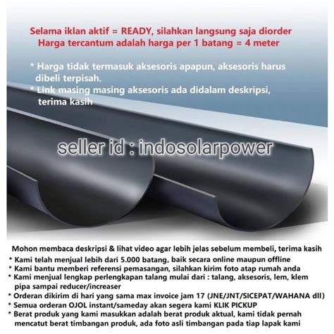 Jual Talang Air Pvc Hr Inch Cm Maspion Setengah Lingkaran Lingkar