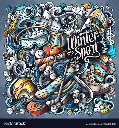 Winter Sports Doodles Ski Royalty Free Vector Image