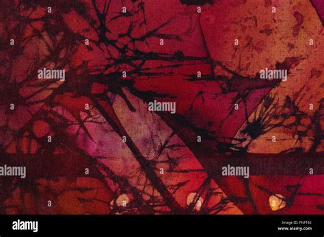 Abstraction Hot Batik Background Orange And Red Texture Handmade On Silk Abstract Surrealism