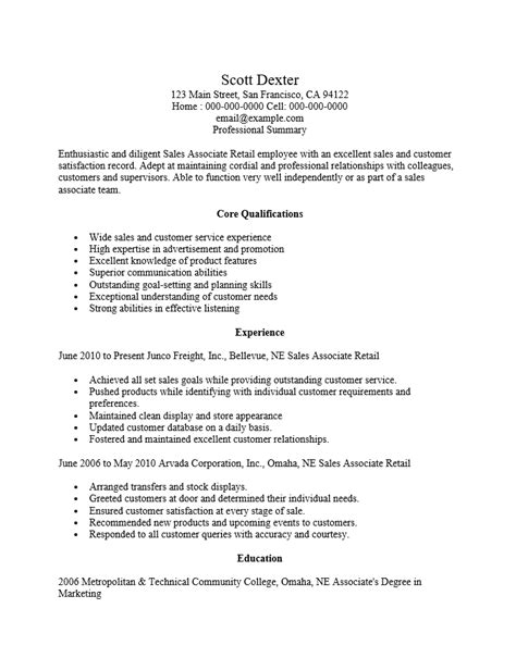 Retail Sales Associate Resume Template Resume Templates