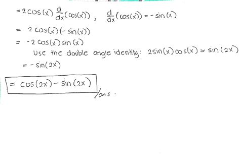 [solved] F X Sin X Cos X Cos 2 X Find The Derivative Course Hero