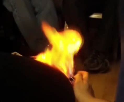 Blonde Woman Farts On Fire Slow Motion ThisVid