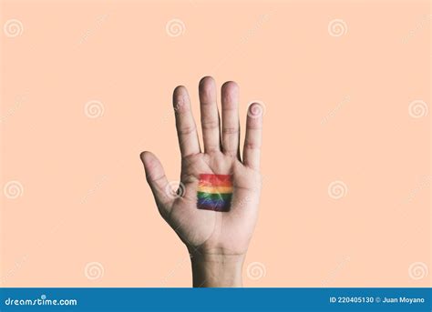 Raised Hand With A Rainbow Pride Flag Stock Photo Image Of Homosexual