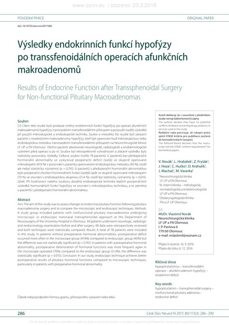 Pdf Results Of Endocrine Function After Transsphenoidal Surgery For