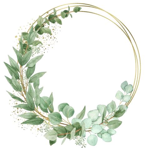 Watercolor Eucalyptus Green Gold Wreath