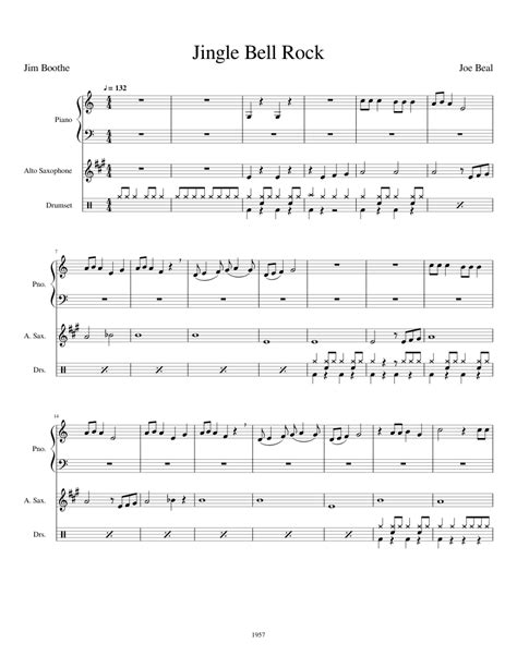 Jingle Bell Rock Sheet Music For Piano Saxophone Alto Drum Group