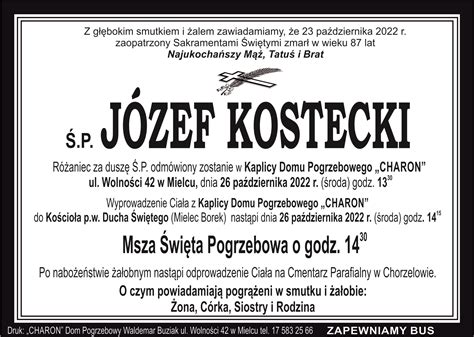 P J Zef Kostecki Dom Pogrzebowy Charon Waldemar Buziak