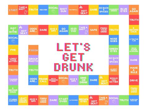 Let s get drunk drinking board game with rules printable drinking board ...