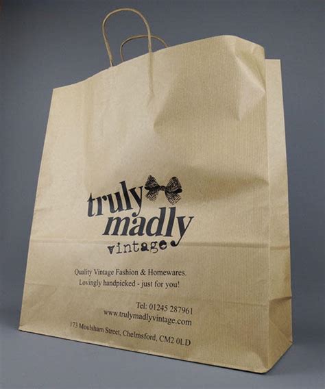 Extra Large Brown Printed Paper Bags With Twisted Handles