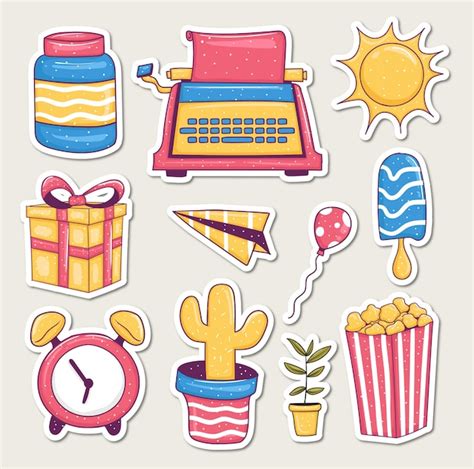 Premium Vector Colorful Hand Drawn Daily Love Stickers Collection