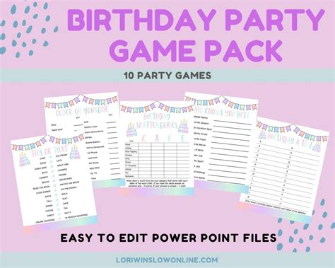 Birthday Party Games Pack Lori Winslow