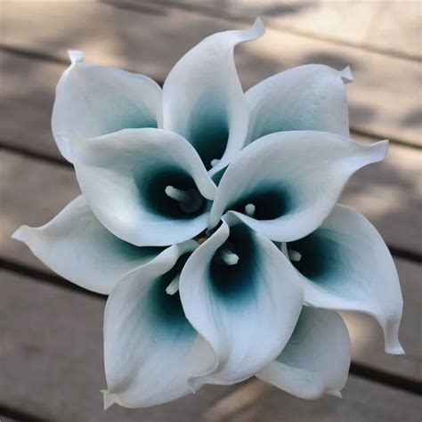 Calla Lily Bouquet Teal Gree White Calla Lilies Bridal Bouquet Wedding