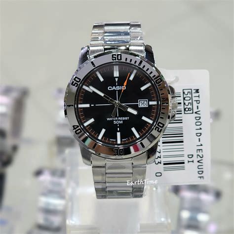 CASIO MEN STANDARD รน MTP VD01D 1E2 EarthTime Thailand Inspired