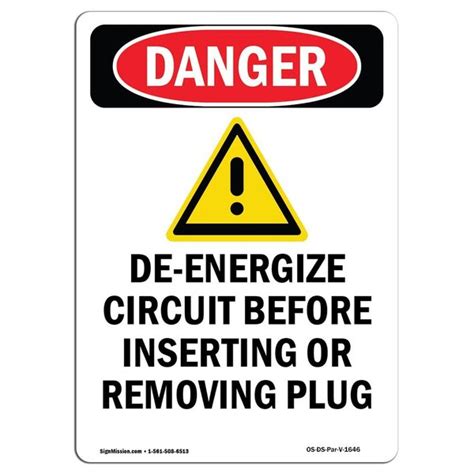 Signmission Safety Sign Osha Danger 7 Height De Energize Circuit Portrait Os Ds D 57 V 1646