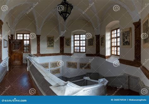 View Of The Foyer And Black Stairs Inside The Historic Bojnice Castle