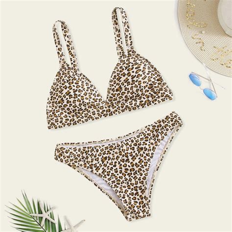Women Leopard Bikini Sexy Swimsuit Thong Push Up Padded Swimwear Brazlian Bathing Suit Summer