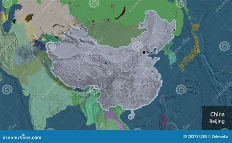 Shape of China with Regional Borders. Administrative. Labels Stock ...