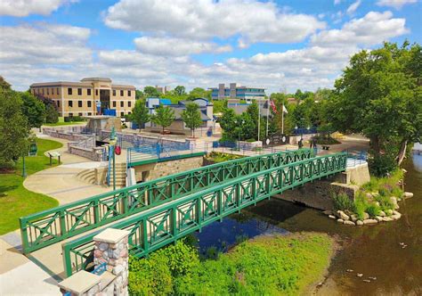 Aerial Drone Photos of Elkhart Riverwalk at Jackson Boulevard, Elkhart IN