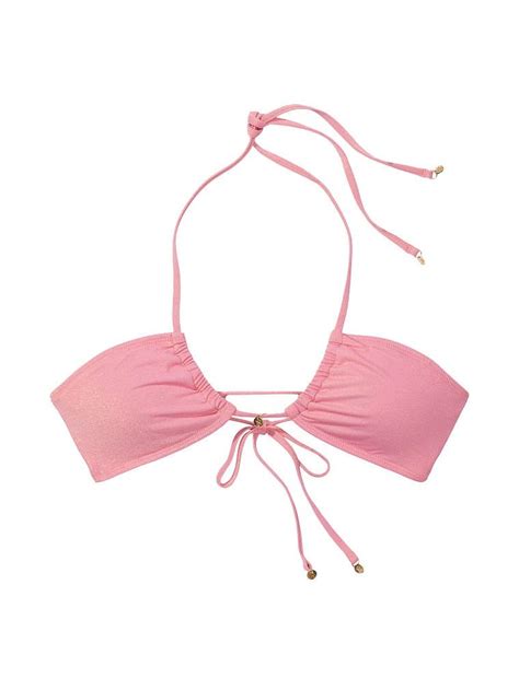 Halter Yaka Bikini Üstü Açık Hibisküs Pembesi VS Victoria s Secret Swim