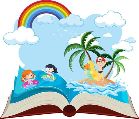 Summer Kids Reading Clip Art