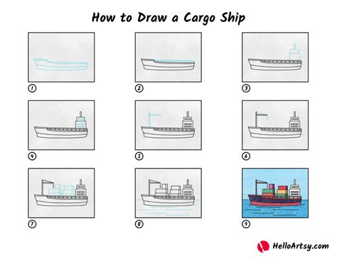 how to draw a cargo ship