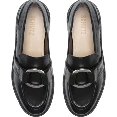 Mocassim Schutz Christie Circle Couro Preto