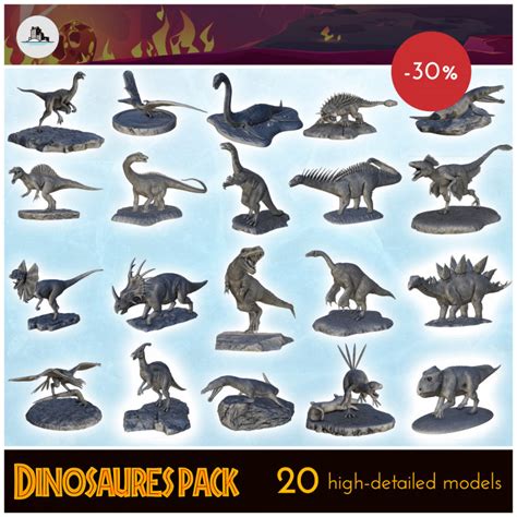 3d Printable Dinosaur Pack High Detailed Prehistoric Animal Hd