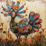 Whimsical Folk Art Of Fowl Bird Free Stock Photo - Public Domain Pictures