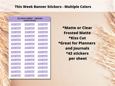 Small This Week Banner Stickers Multiple Colors This Week - Etsy