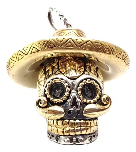 Dije Calavera Mexicana Plata Bigot N Sombrero Muerte