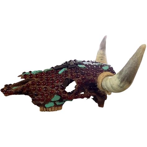 Decorative Cow Skull w/ Turquoise | Alabama Furniture