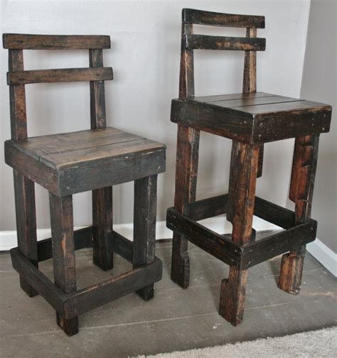 Pallet Wood Bar Stool With Back Making Three Of These For The Cost Of