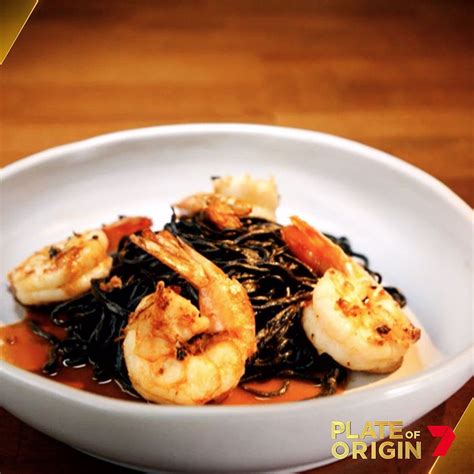 Squid Ink Pasta with Prawns - Recipes - Plate Of Origin | 7plus | 7plus