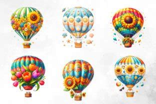 Summer Hot Air Balloons Clipart Bundle Graphic By Aspect Studio Creative Fabrica