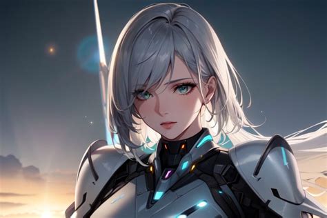 Cabelo Cinza Armadura Robô 20s Hentai IA pornografia
