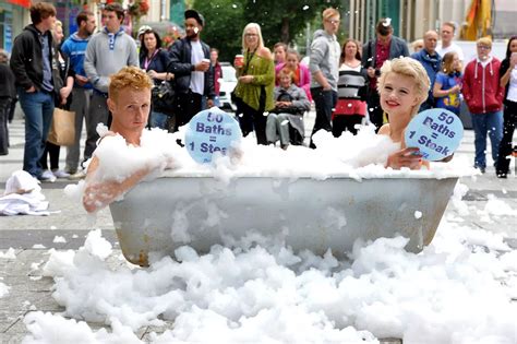 Nearly Nude Peta Members Bathe In Queen Street Cardiff To Expose Meat S Impact On The Planet