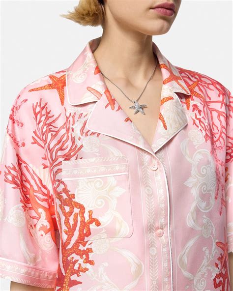 Barocco Sea Silk Shirt Pinkprint Versace Us