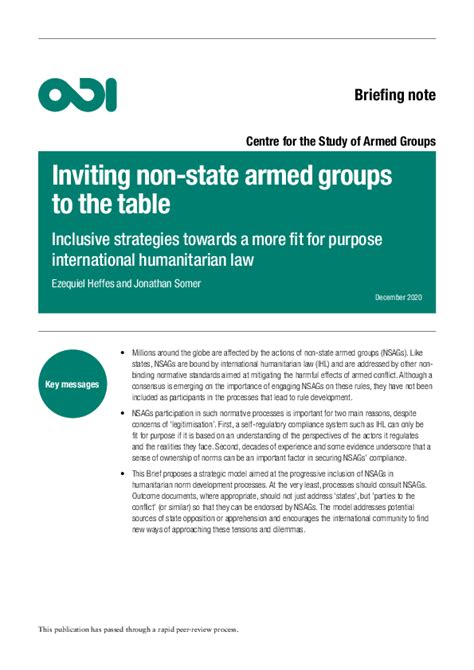 Pdf Armed Non State Actors In International Humanitarian Law The