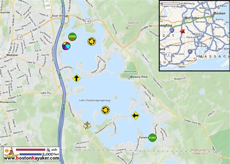 boston kayaker kayaking  webster lake aka lake chaubunagungamaug