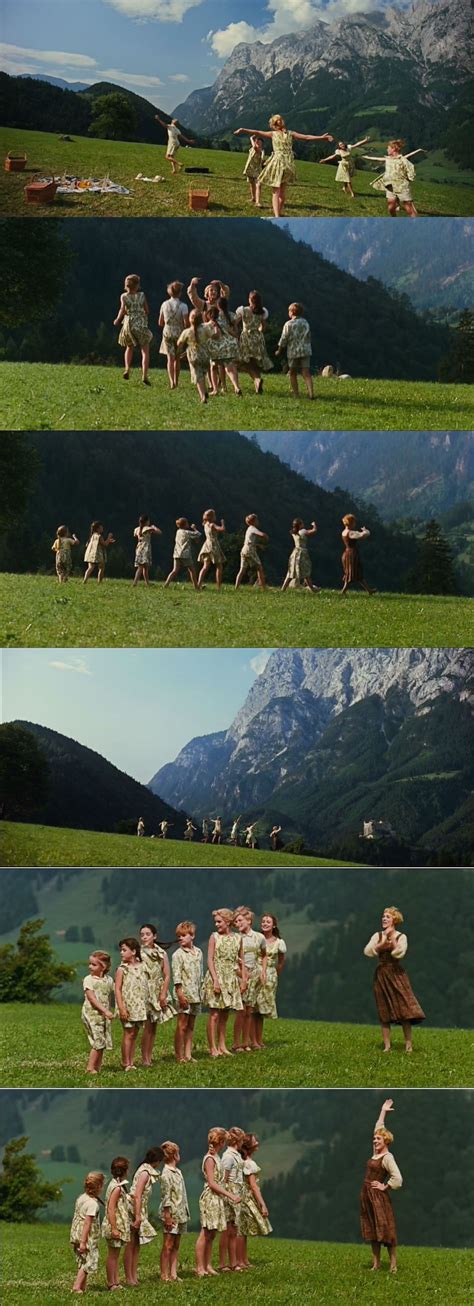 Maria and the Von Trapp children singing on a beautiful "stage" on the ...