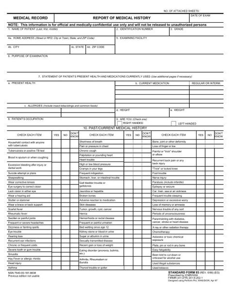 Report Of Medical History Medical Record