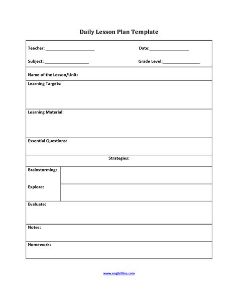 Editable Lesson Plan Template